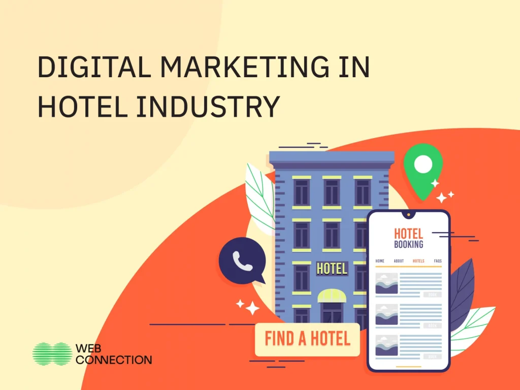 Hotel website and online booking on a smartphone, illustrating how digital marketing drives hotel bookings