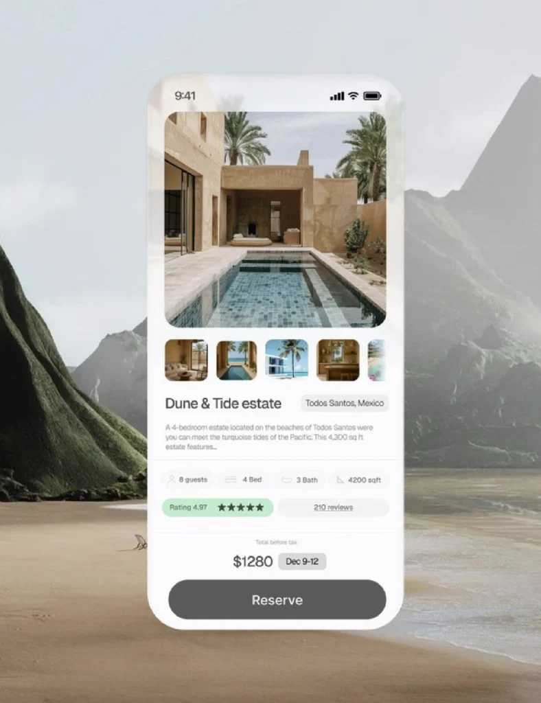 Hotel booking engine on a smartphone
