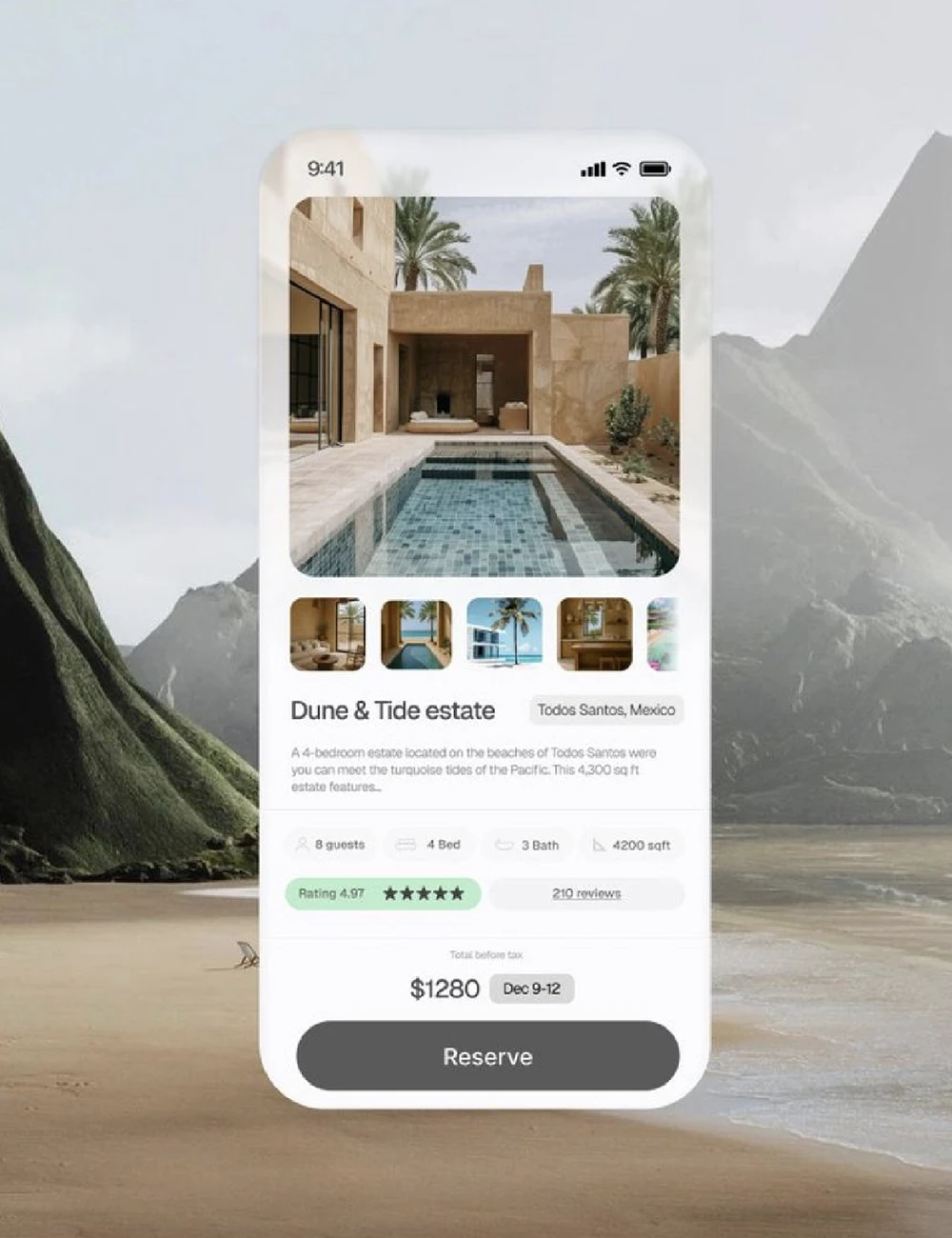 Hotel booking engine on a smartphone