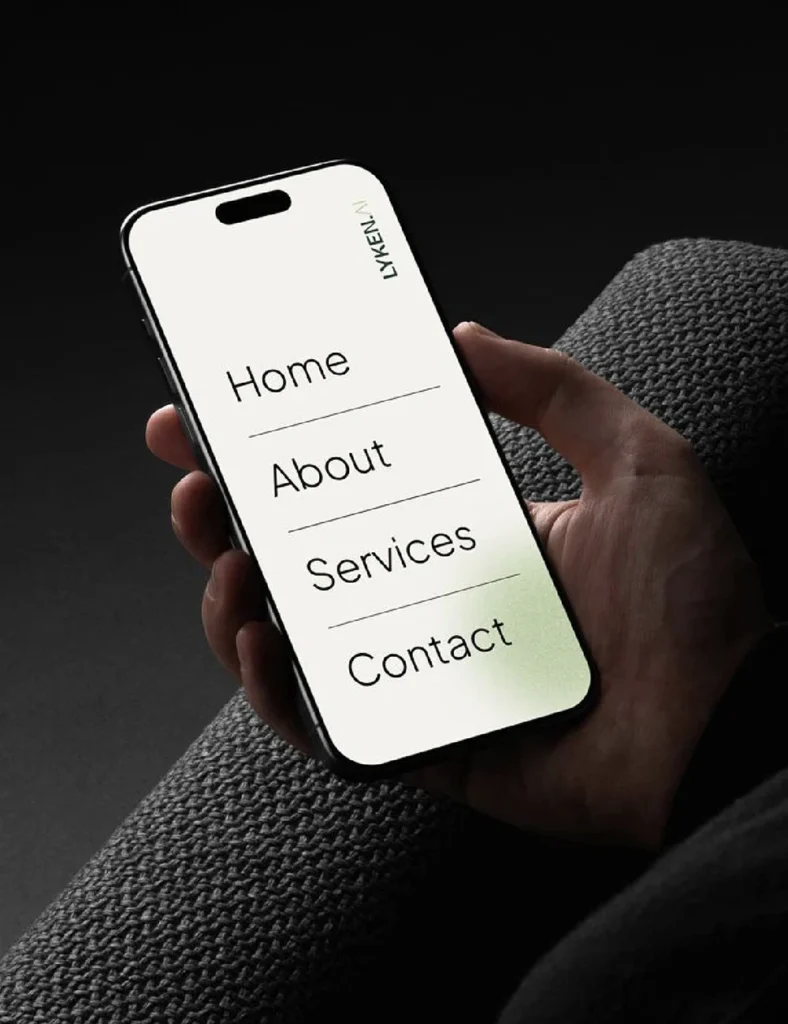 Hotel mobile app menu on a smartphone